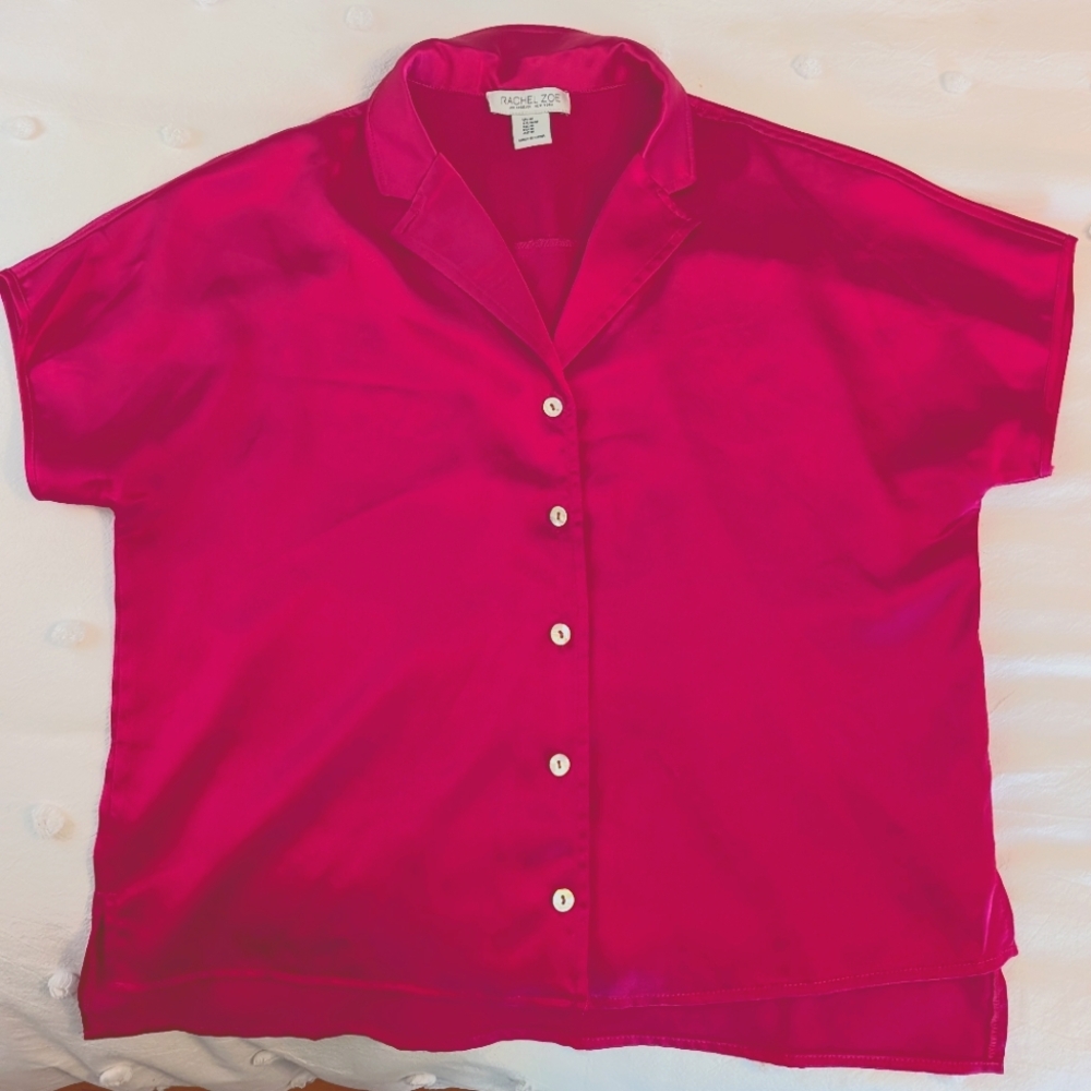 Magenta satin boxy blouse by Rachel Zoe, size medium